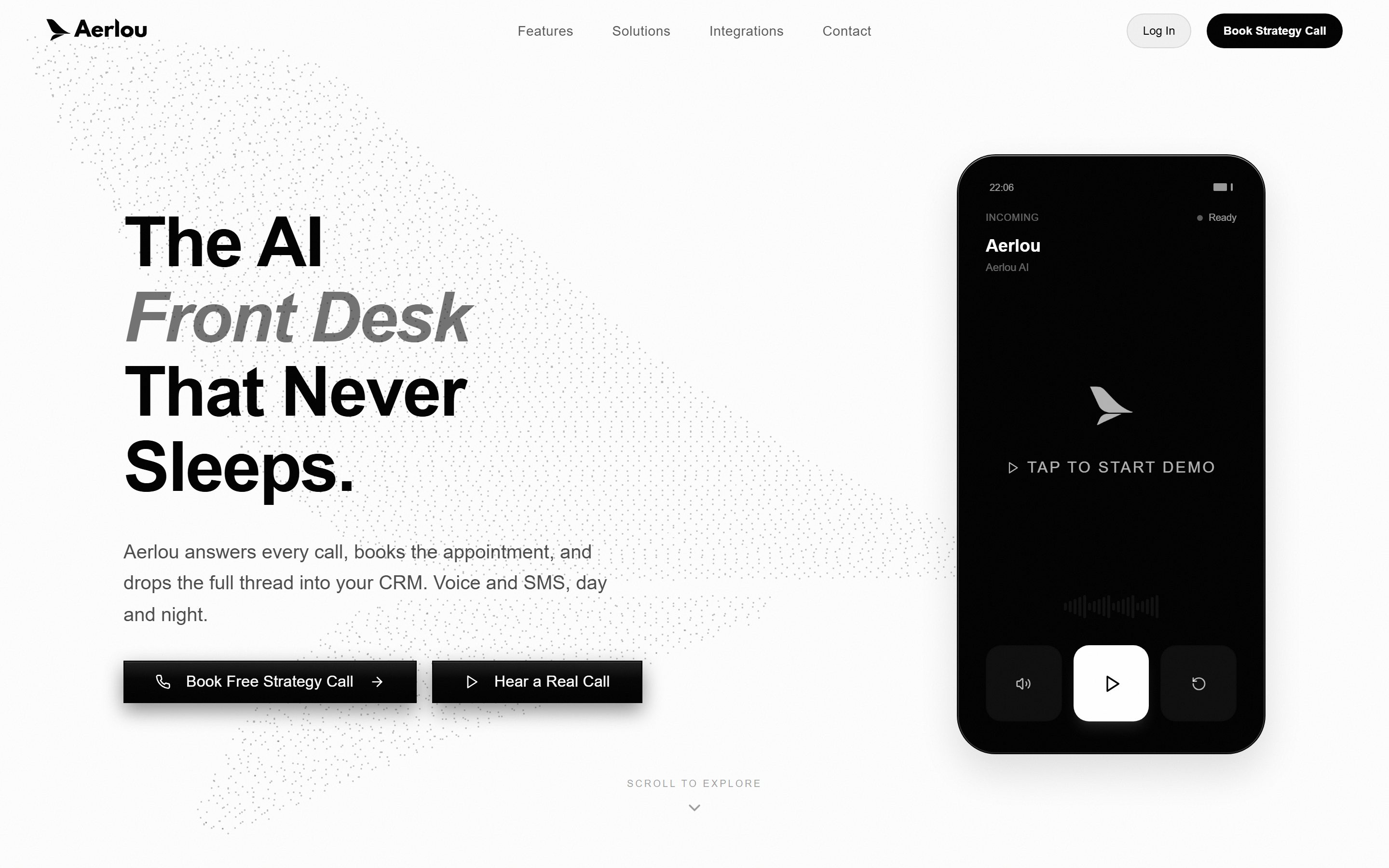 Aerlou website — AI Front Desk